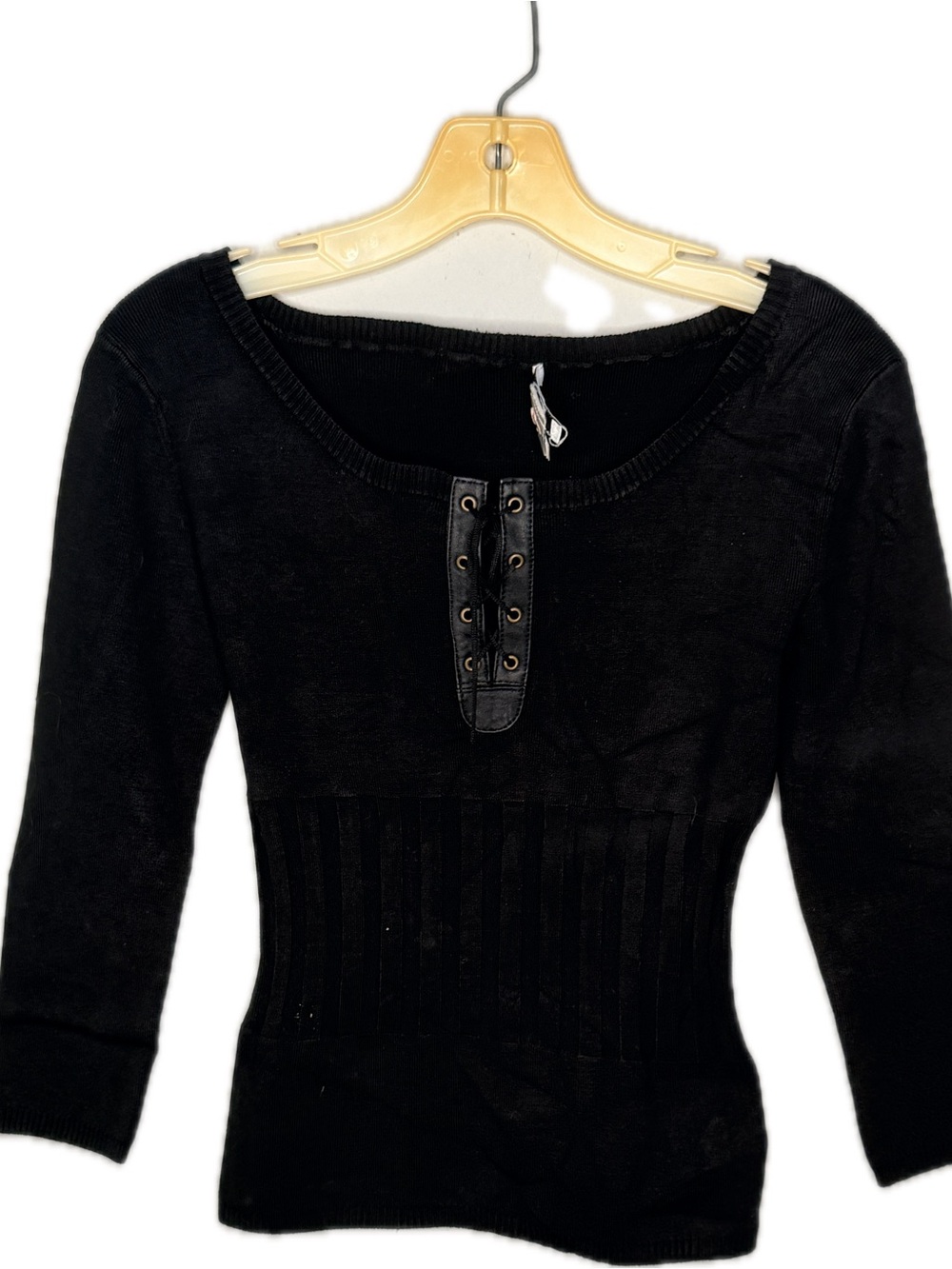 Cache Black Silk Blend Ribbed Sweater Shirt